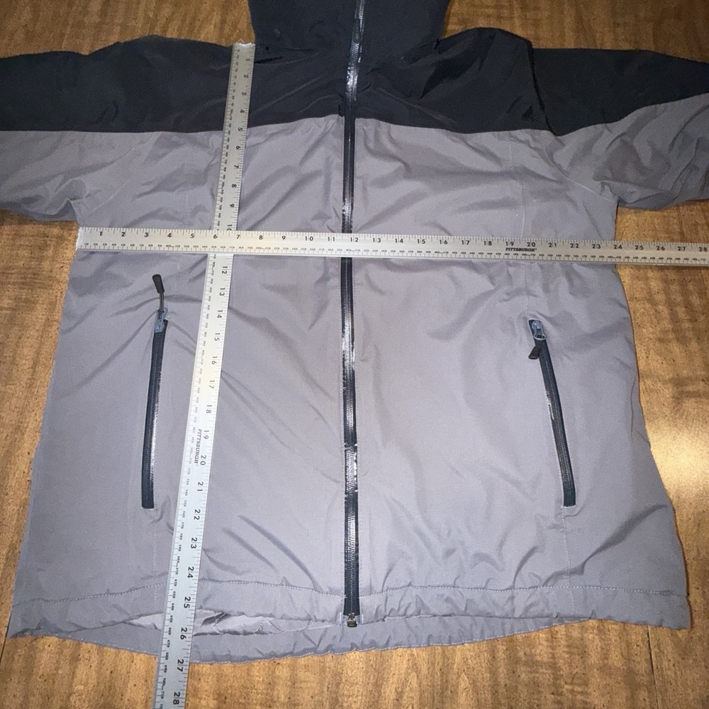 Lands End Jacket Mens Large Gray AquaCheck Thermolite Hooded Full Zip Nylon Coat - Picture 15 of 15